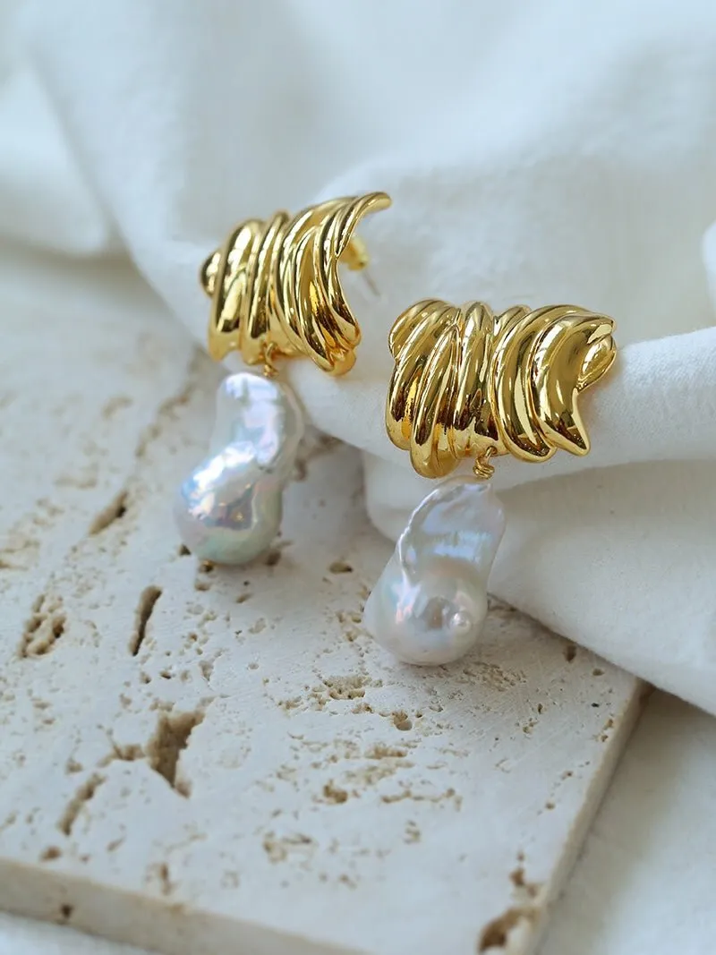Sculptural Baroque Twisted Pattern Earrings