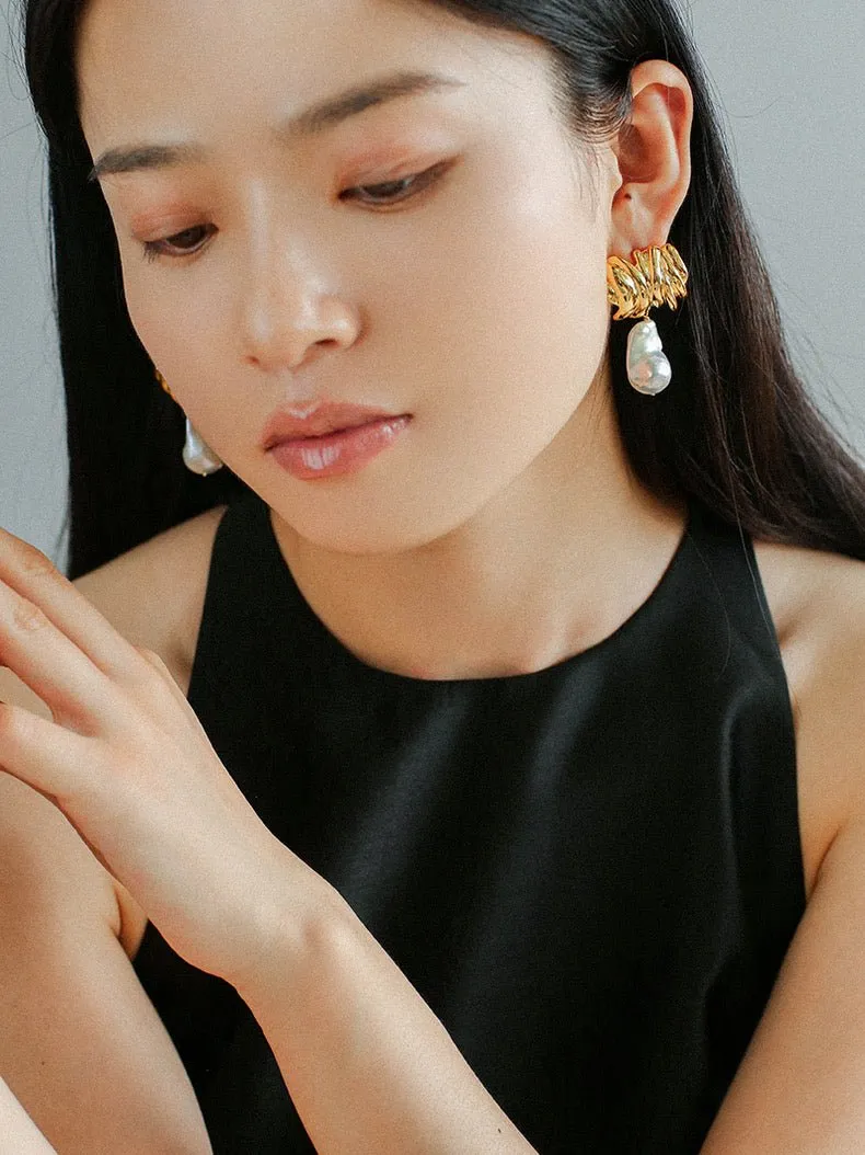 Sculptural Baroque Twisted Pattern Earrings