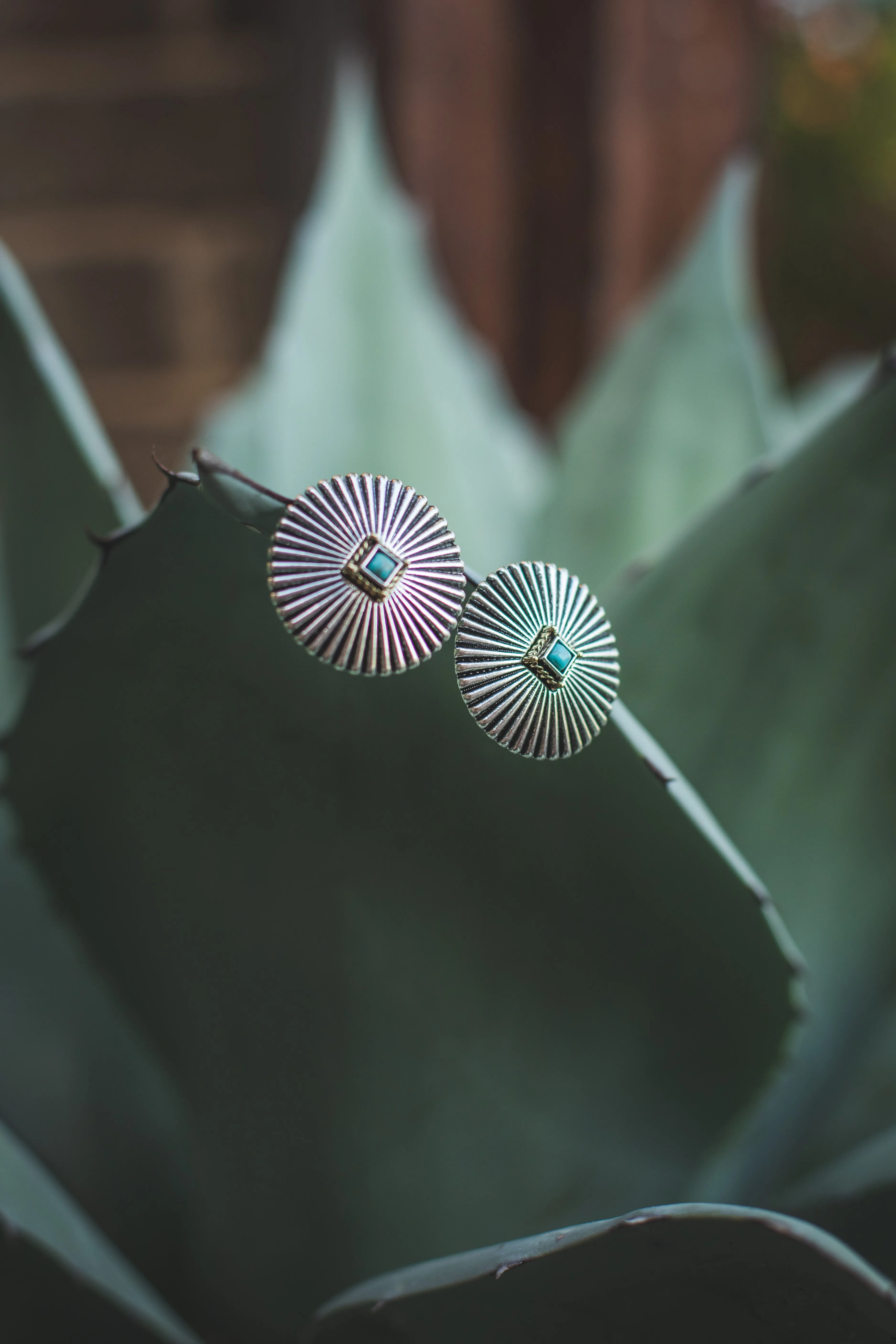 Silver Burst Earring with Turquoise Stone