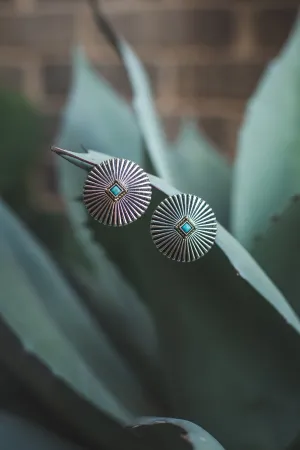 Silver Burst Earring with Turquoise Stone