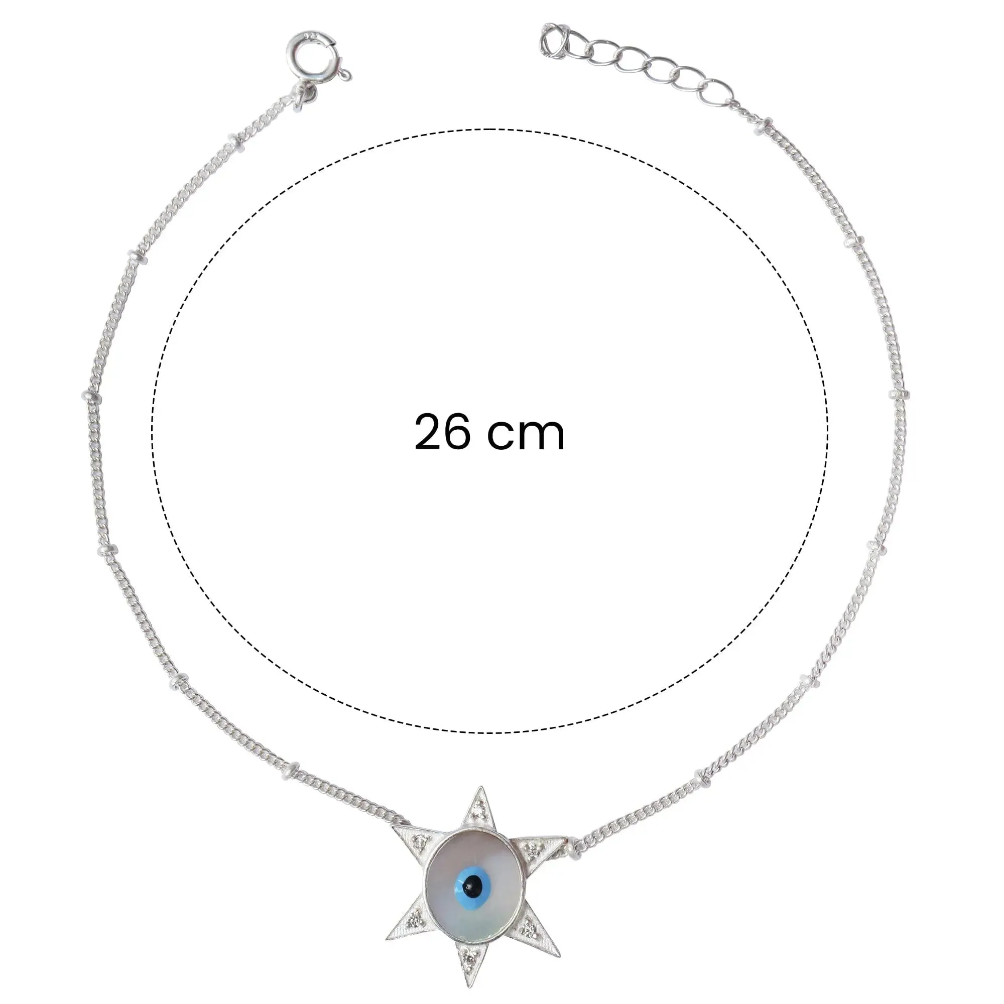 Silver Evil Eye Star Anklet Set