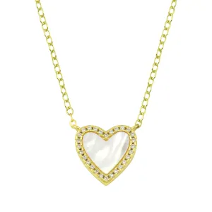 Small Pave Outline Stone Heart Necklace