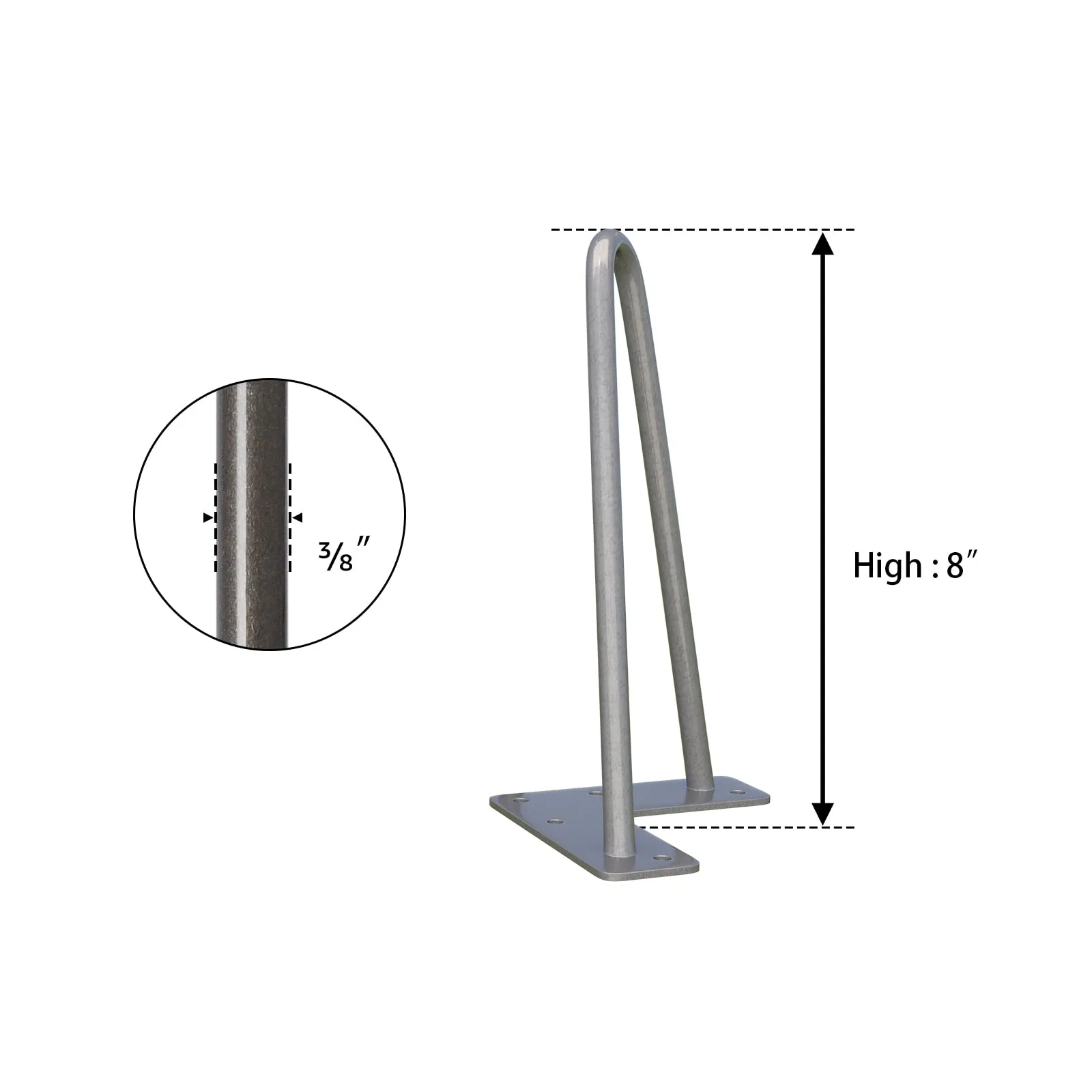 Smartstandard 8 Inch Heavy Duty Hairpin Furniture Legs Gray Floor Protectors