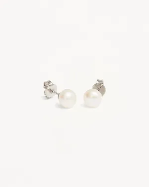 Sterling Silver Floating On Air Pearl Stud Earrings - 6mm