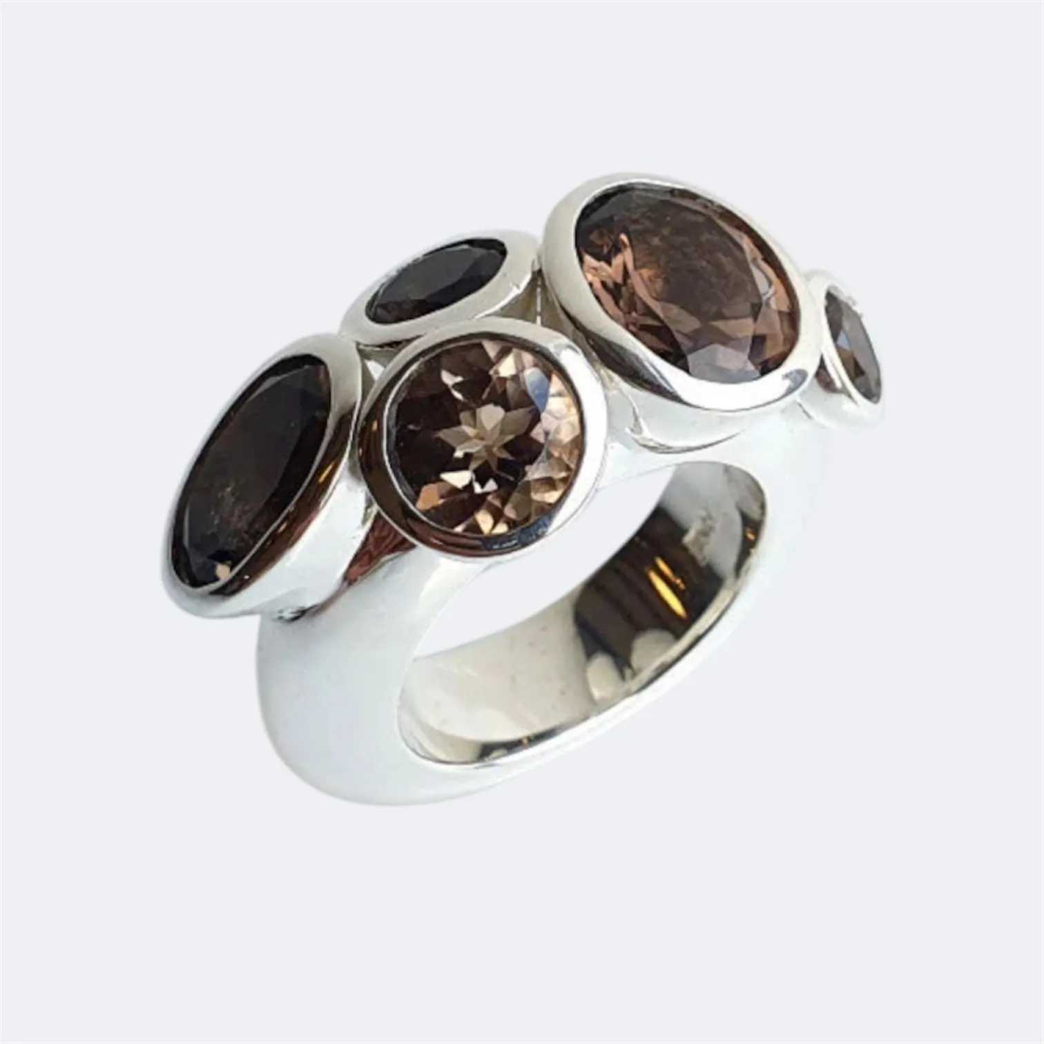 Sterling Silver My Octopus Ring with Smokey Quartz
