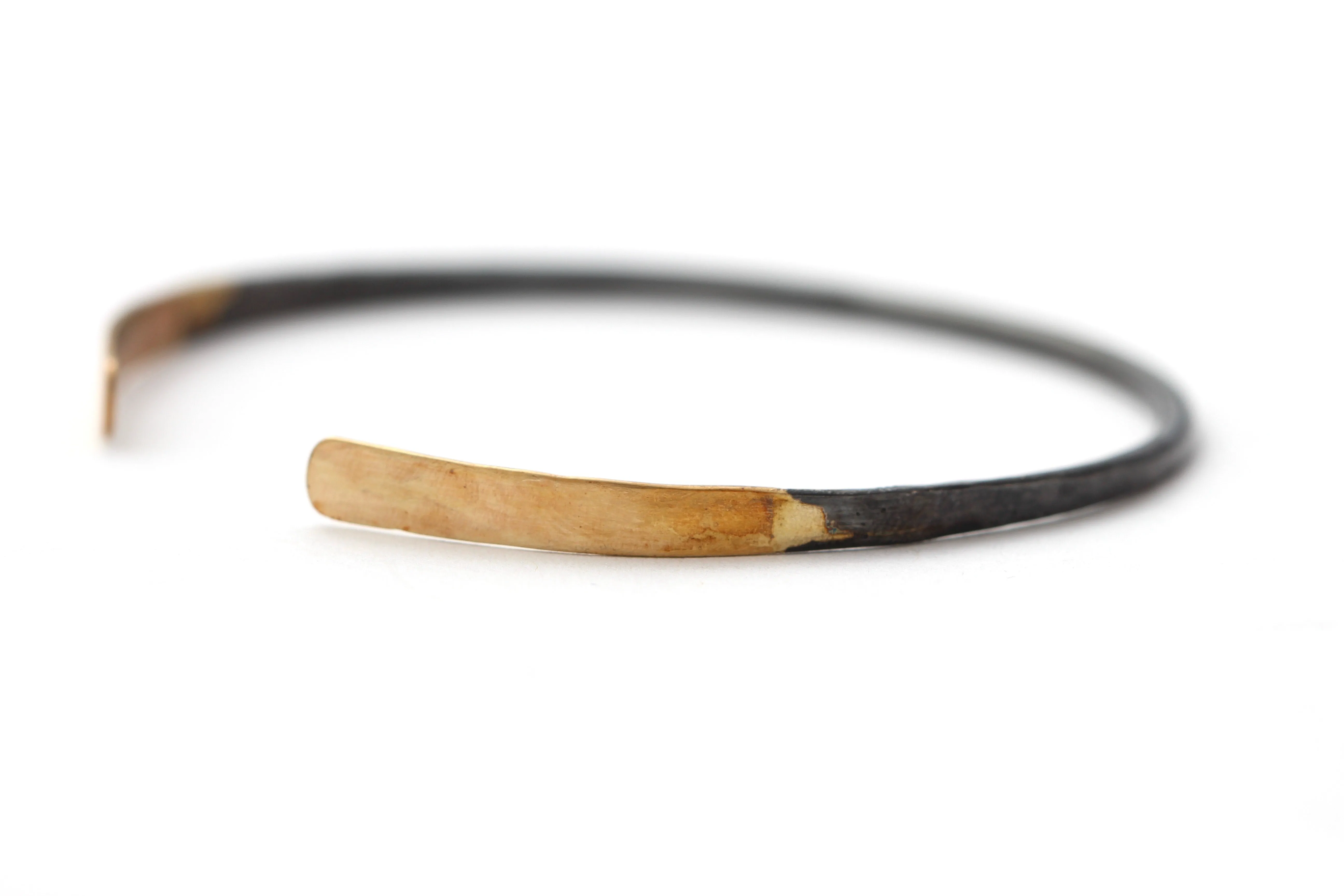 Sunset - Sunrise (Oxidized Sterling Silver Bracelet with 14k Gold Tips)