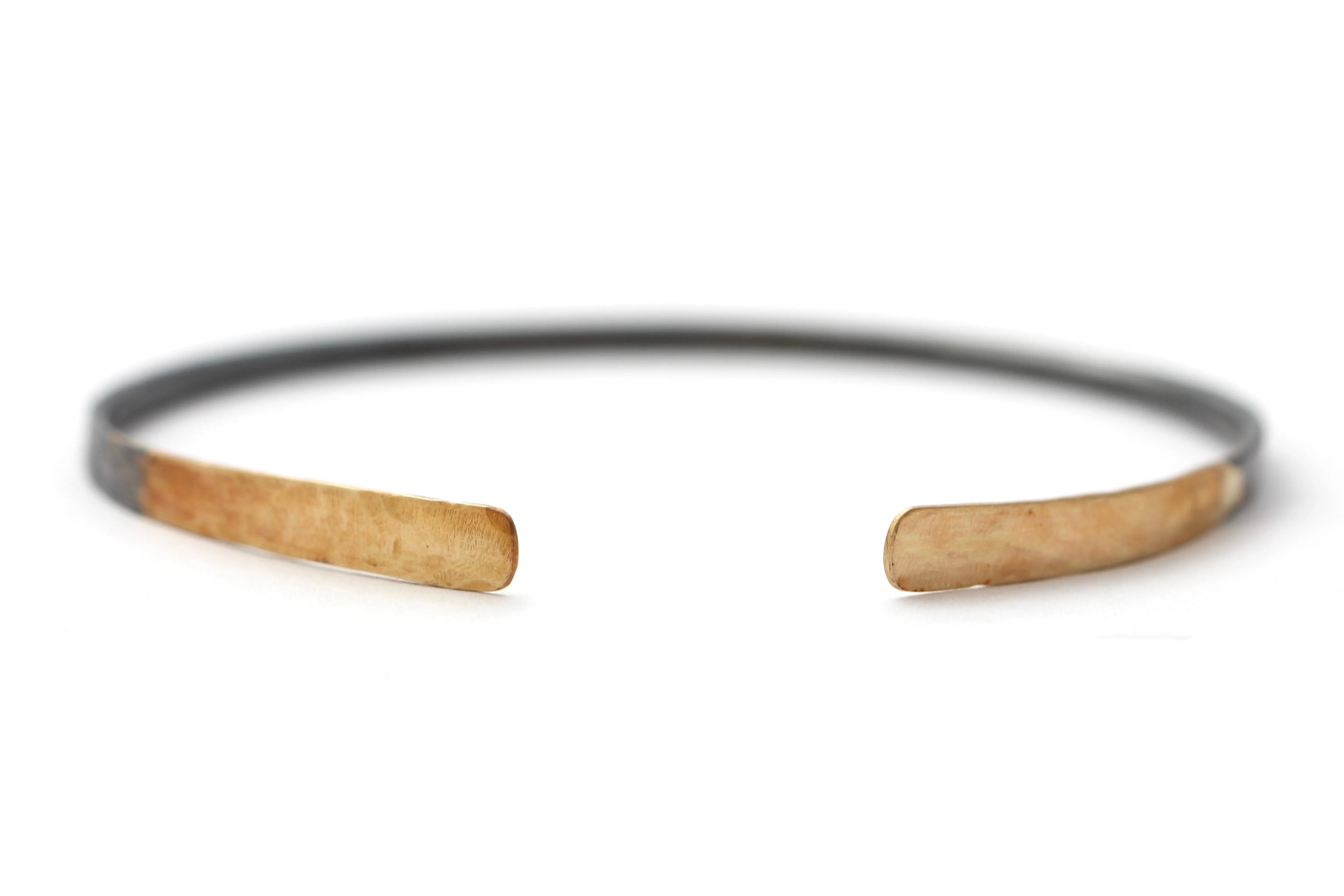 Sunset - Sunrise (Oxidized Sterling Silver Bracelet with 14k Gold Tips)