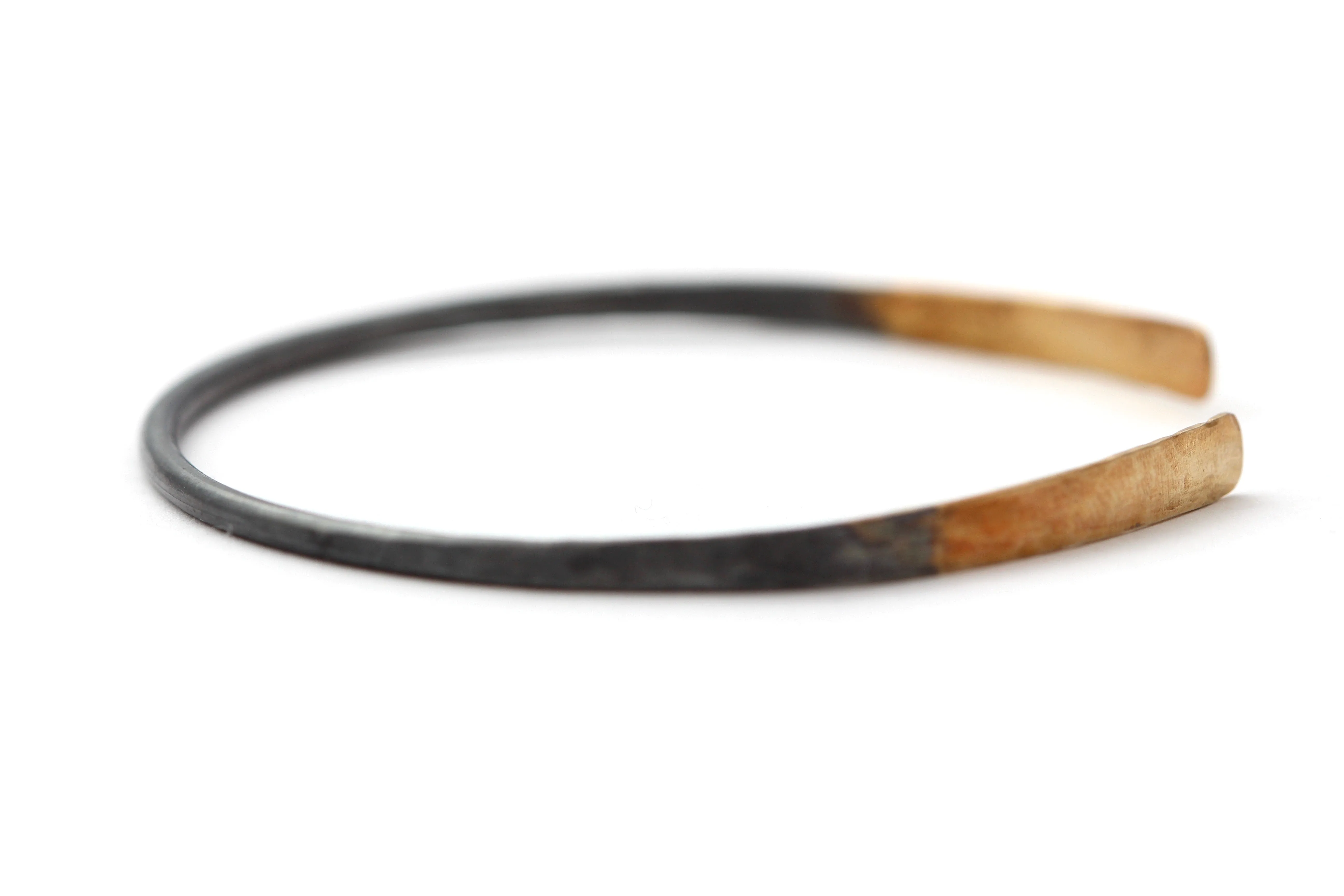 Sunset - Sunrise (Oxidized Sterling Silver Bracelet with 14k Gold Tips)