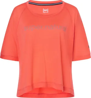 super.natural Women&#x27;s Liquid Flow Tee Living Coral/Wasabi | Buy super.natural Women&#x27;s Liquid Flow Tee Living Coral/Wasabi here | Outnorth