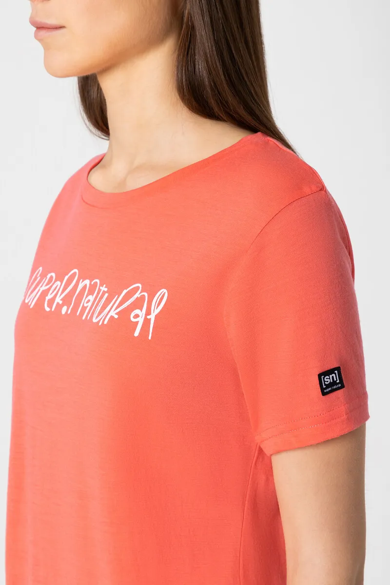 super.natural Women&#x27;s Signature Tee Living Coral/Fresh White | Buy super.natural Women&#x27;s Signature Tee Living Coral/Fresh White here | Outnorth