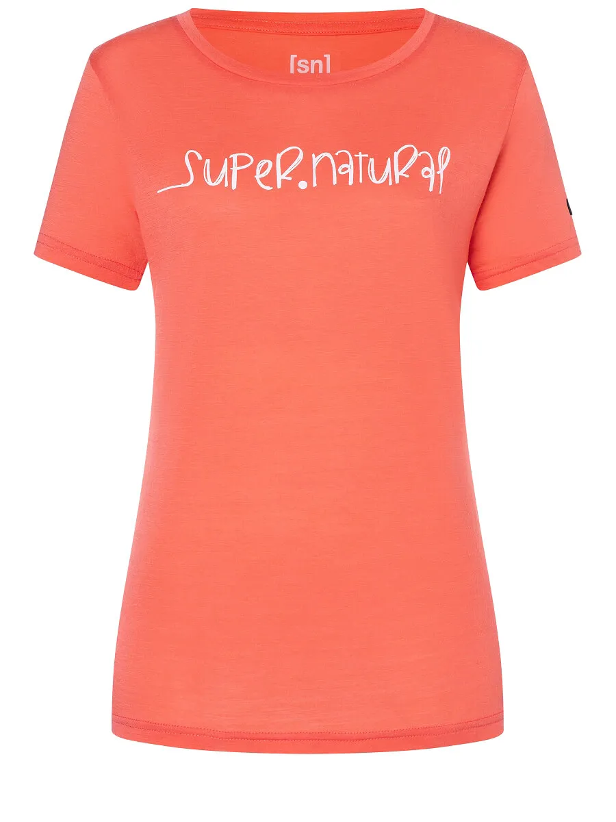 super.natural Women&#x27;s Signature Tee Living Coral/Fresh White | Buy super.natural Women&#x27;s Signature Tee Living Coral/Fresh White here | Outnorth