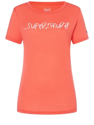 super.natural Women&#x27;s Signature Tee Living Coral/Fresh White | Buy super.natural Women&#x27;s Signature Tee Living Coral/Fresh White here | Outnorth