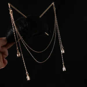 Tassel Double Chain Hair Fork Hairpin Retro Hair Accessories Hairgrip