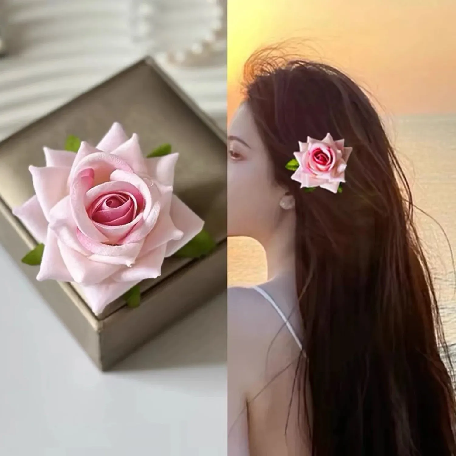 TAVIMART  -  Hair Clips Barrettes Elegant Rose Magnolia Flower Side Clips Headwear Hairpin For Women Hair Accessories