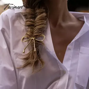 Tavimart INS Hot Simple Bowknot Hairpin Gold Color Metal Hollow Barrettes Original Chic Hair Accessories Back  Clip Jewelry Gift