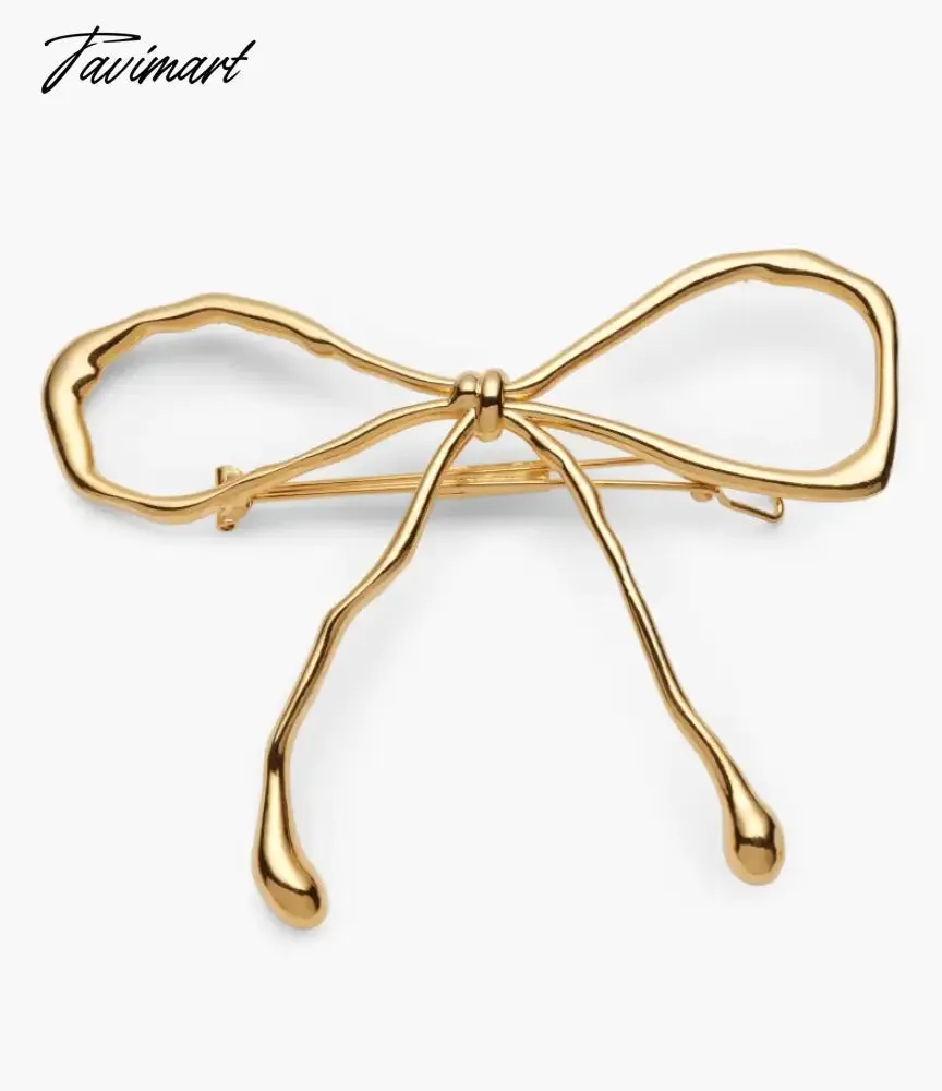 Tavimart INS Hot Simple Bowknot Hairpin Gold Color Metal Hollow Barrettes Original Chic Hair Accessories Back  Clip Jewelry Gift