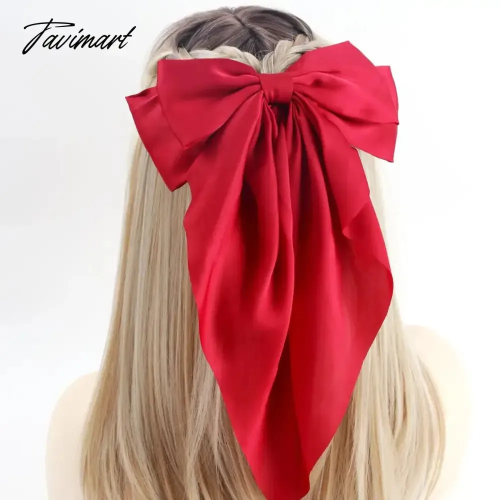 Tavimart New Arrivals Floral Bow Spring HairClip Light Luxury Cilp Simple Barrettes Fashionable Hairpin Ribbon Hair Accessories For Girls