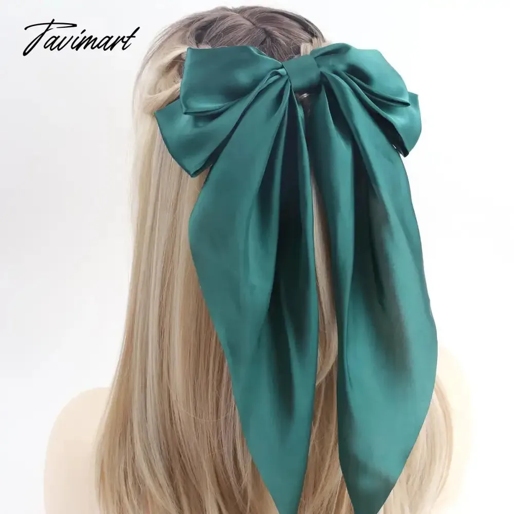 Tavimart New Arrivals Floral Bow Spring HairClip Light Luxury Cilp Simple Barrettes Fashionable Hairpin Ribbon Hair Accessories For Girls