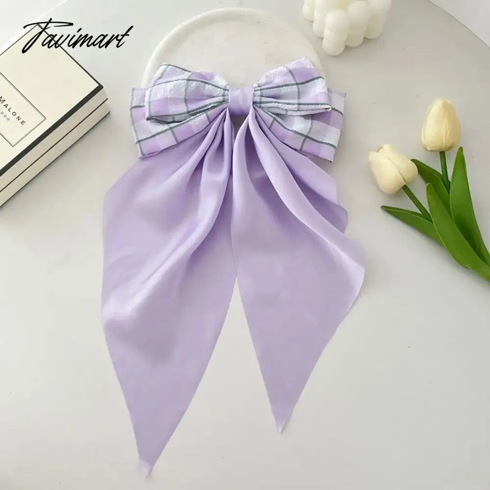 Tavimart New Arrivals Floral Bow Spring HairClip Light Luxury Cilp Simple Barrettes Fashionable Hairpin Ribbon Hair Accessories For Girls
