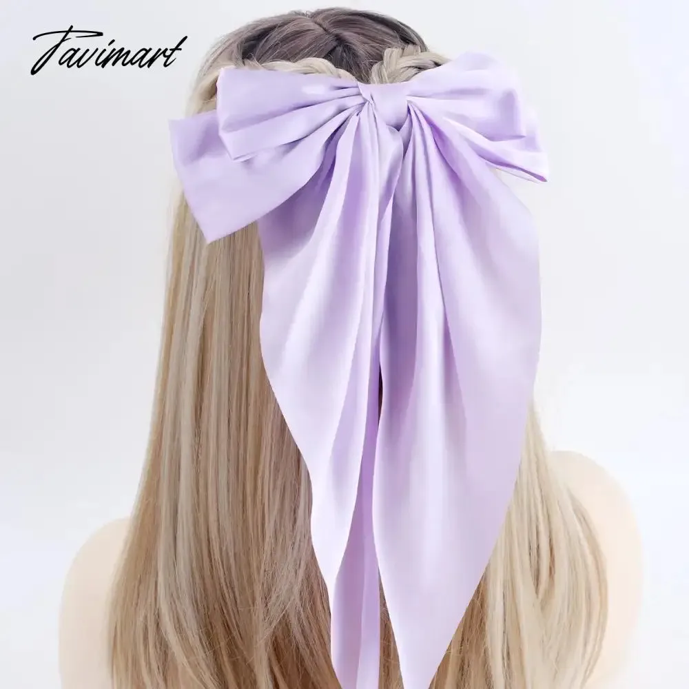 Tavimart New Arrivals Floral Bow Spring HairClip Light Luxury Cilp Simple Barrettes Fashionable Hairpin Ribbon Hair Accessories For Girls
