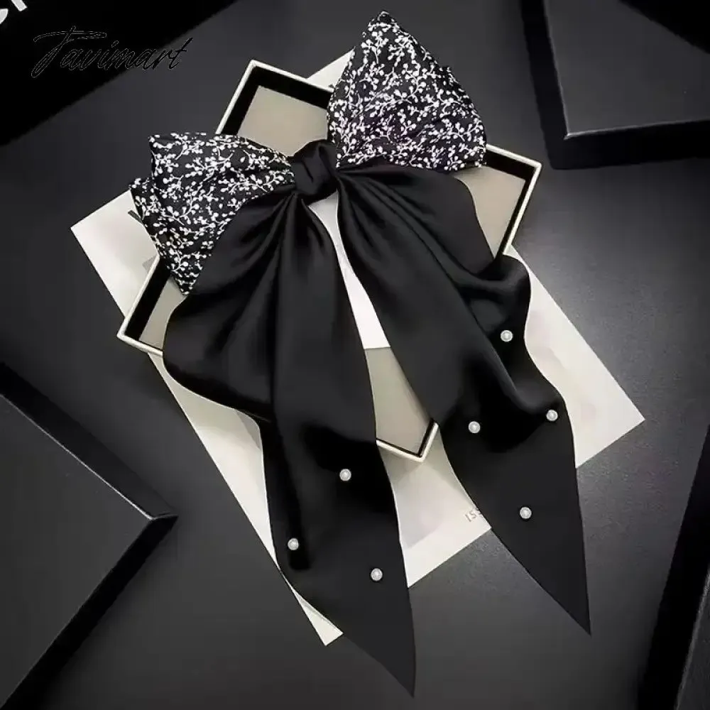 Tavimart New Arrivals Floral Bow Spring HairClip Light Luxury Cilp Simple Barrettes Fashionable Hairpin Ribbon Hair Accessories For Girls