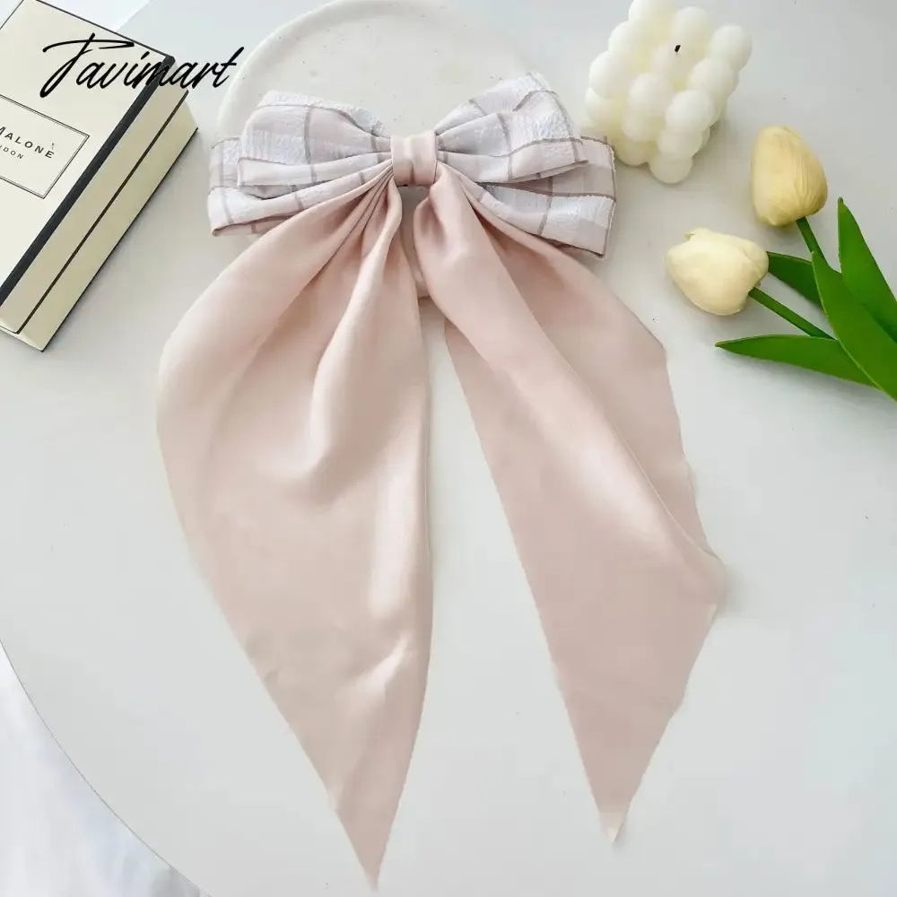 Tavimart New Arrivals Floral Bow Spring HairClip Light Luxury Cilp Simple Barrettes Fashionable Hairpin Ribbon Hair Accessories For Girls