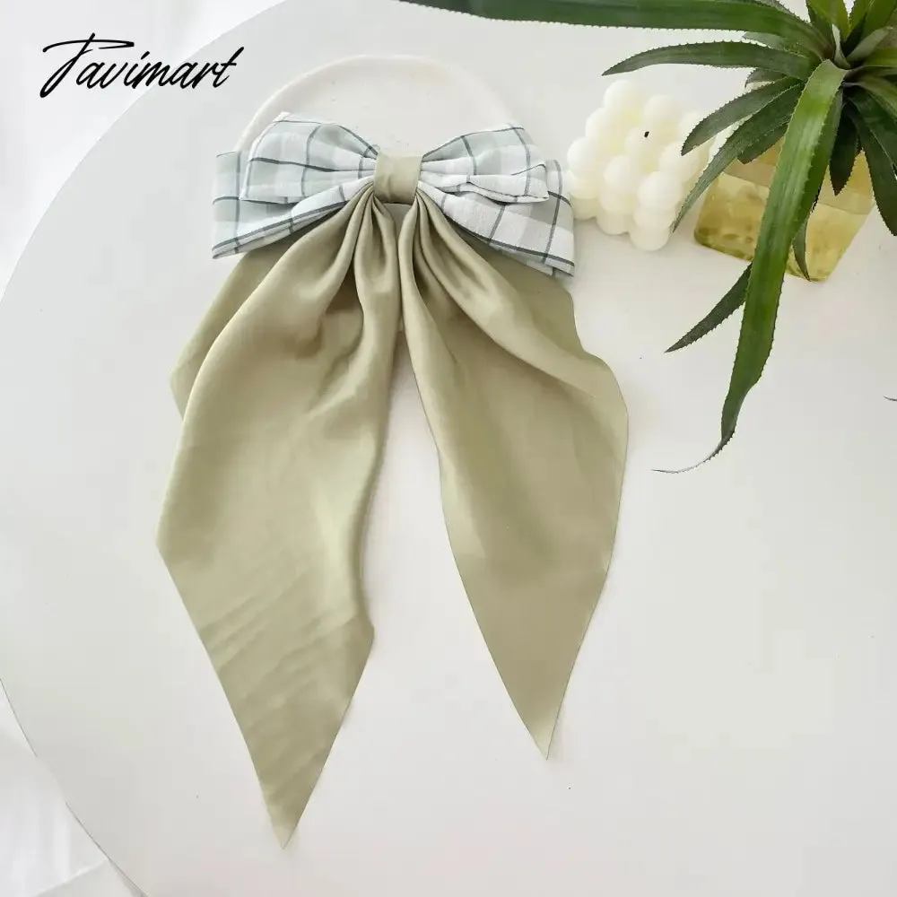 Tavimart New Arrivals Floral Bow Spring HairClip Light Luxury Cilp Simple Barrettes Fashionable Hairpin Ribbon Hair Accessories For Girls