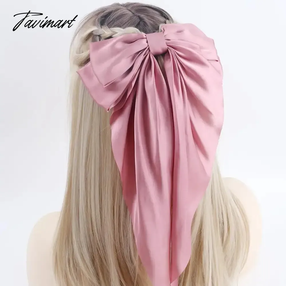 Tavimart New Arrivals Floral Bow Spring HairClip Light Luxury Cilp Simple Barrettes Fashionable Hairpin Ribbon Hair Accessories For Girls
