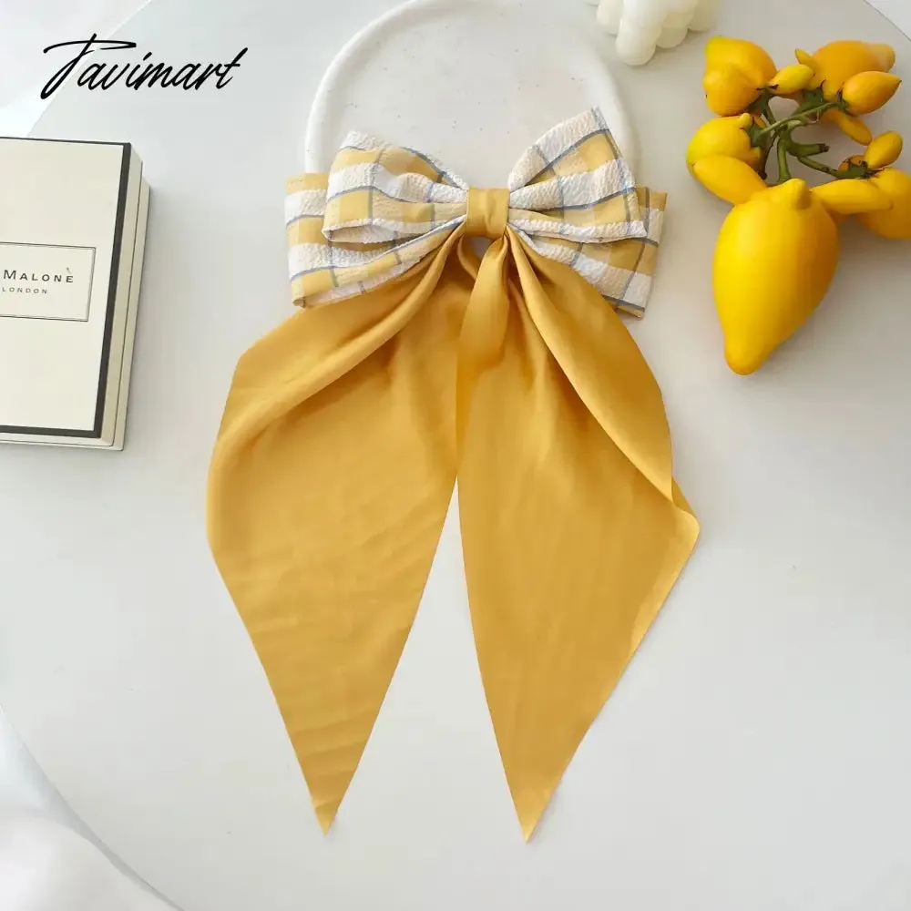 Tavimart New Arrivals Floral Bow Spring HairClip Light Luxury Cilp Simple Barrettes Fashionable Hairpin Ribbon Hair Accessories For Girls