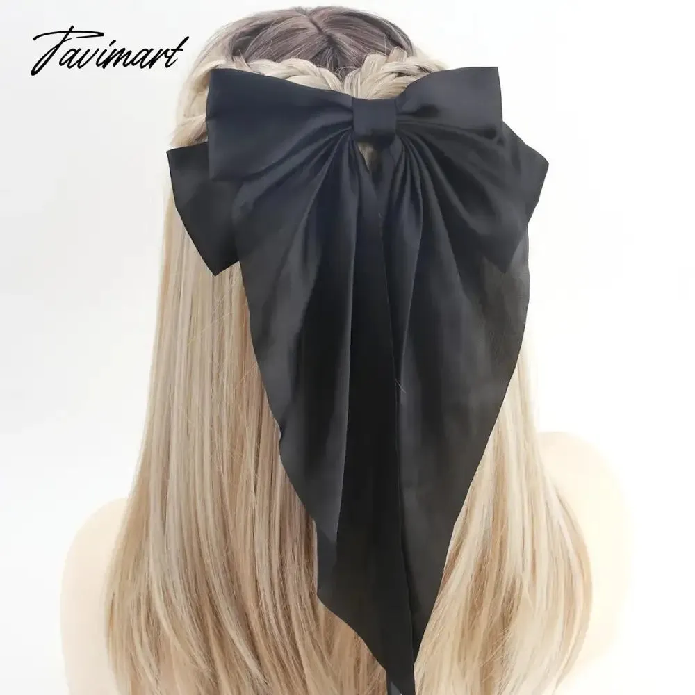 Tavimart New Arrivals Floral Bow Spring HairClip Light Luxury Cilp Simple Barrettes Fashionable Hairpin Ribbon Hair Accessories For Girls