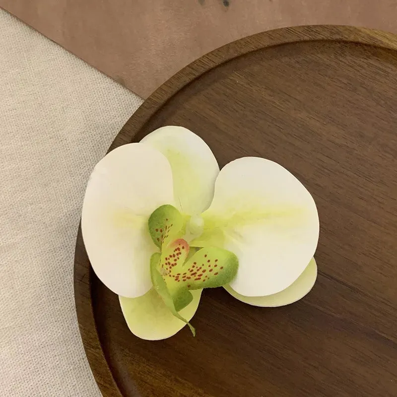 TAVIMART  -  Phalaenopsis Flower Hairpin 2024 New Fashion Bohemia Creative Design Cloth Floral Pearl Hair Clip Korean Sweet Female Headdress