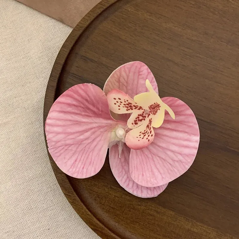TAVIMART  -  Phalaenopsis Flower Hairpin 2024 New Fashion Bohemia Creative Design Cloth Floral Pearl Hair Clip Korean Sweet Female Headdress
