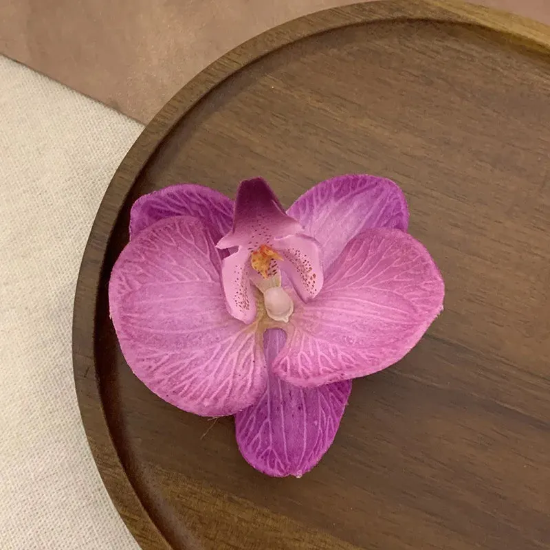 TAVIMART  -  Phalaenopsis Flower Hairpin 2024 New Fashion Bohemia Creative Design Cloth Floral Pearl Hair Clip Korean Sweet Female Headdress