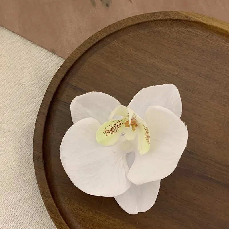 TAVIMART  -  Phalaenopsis Flower Hairpin 2024 New Fashion Bohemia Creative Design Cloth Floral Pearl Hair Clip Korean Sweet Female Headdress