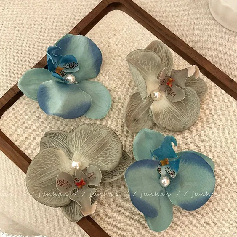 TAVIMART  -  Phalaenopsis Flower Hairpin 2024 New Fashion Bohemia Creative Design Cloth Floral Pearl Hair Clip Korean Sweet Female Headdress