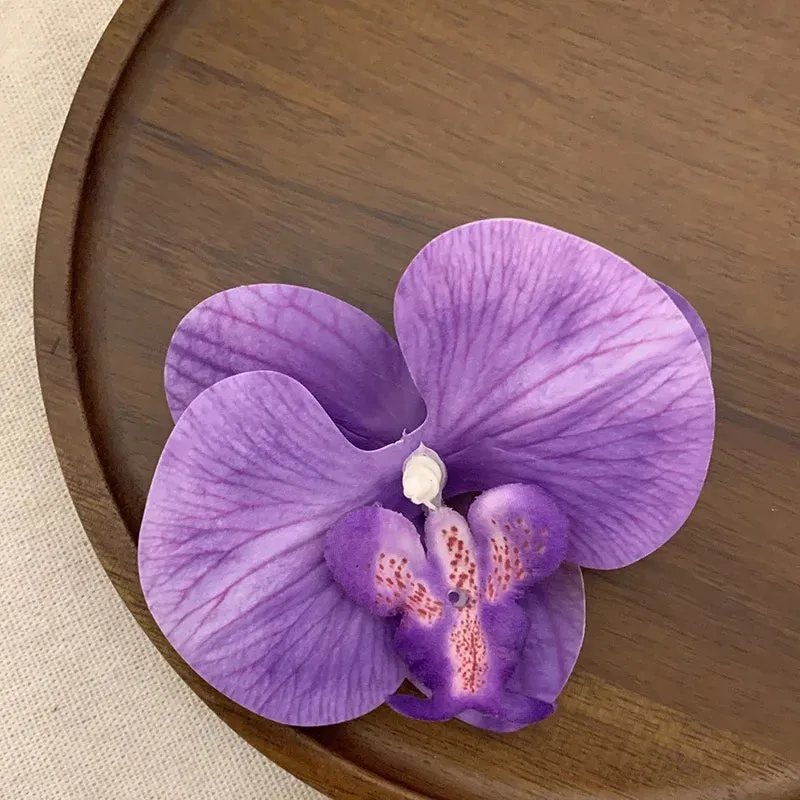 TAVIMART  -  Phalaenopsis Flower Hairpin 2024 New Fashion Bohemia Creative Design Cloth Floral Pearl Hair Clip Korean Sweet Female Headdress