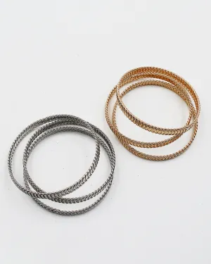 Textured Metal Bracelet Set
