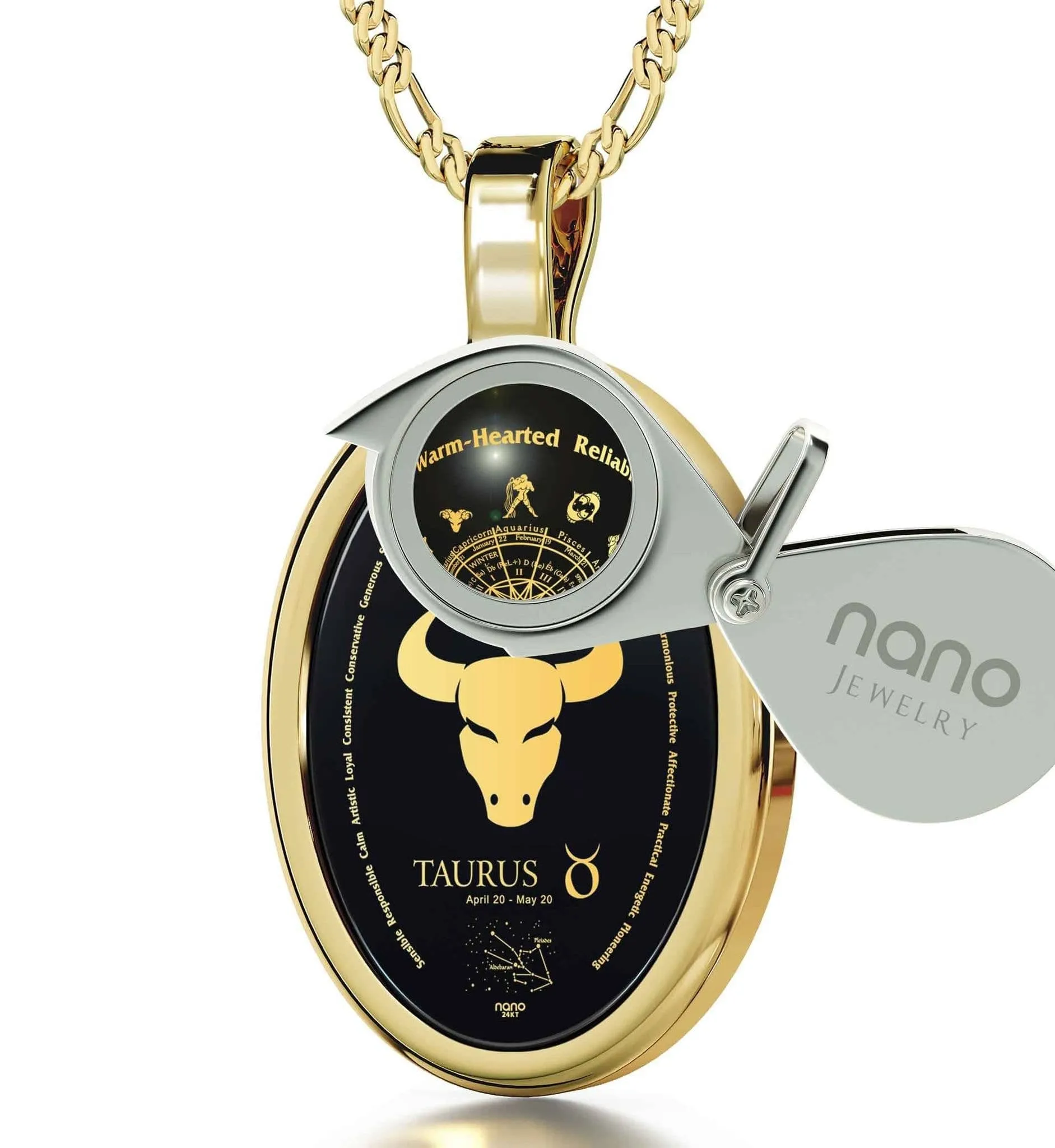 The World of Taurus, 14k Gold Necklace, Onyx