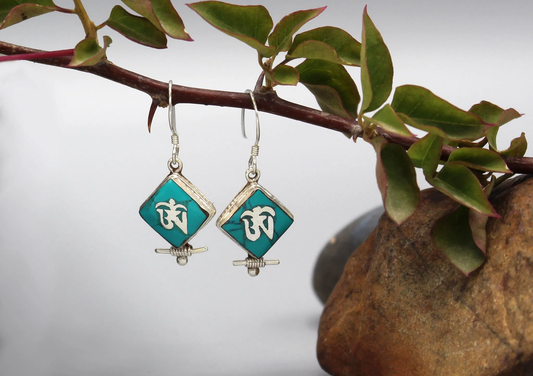 Tibetan Om Sterling Silver Earrings