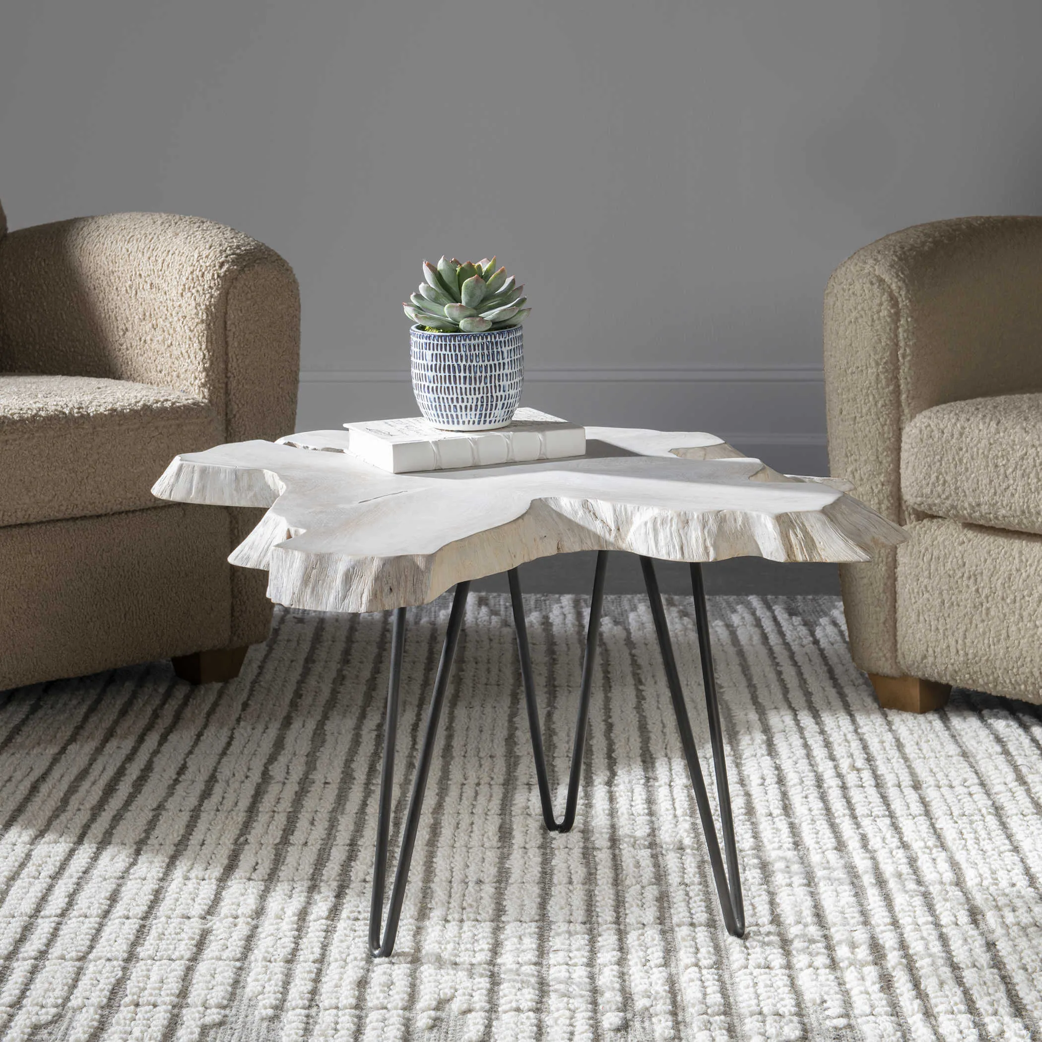 Trillium 38" Coffee Table in Bleached Teak