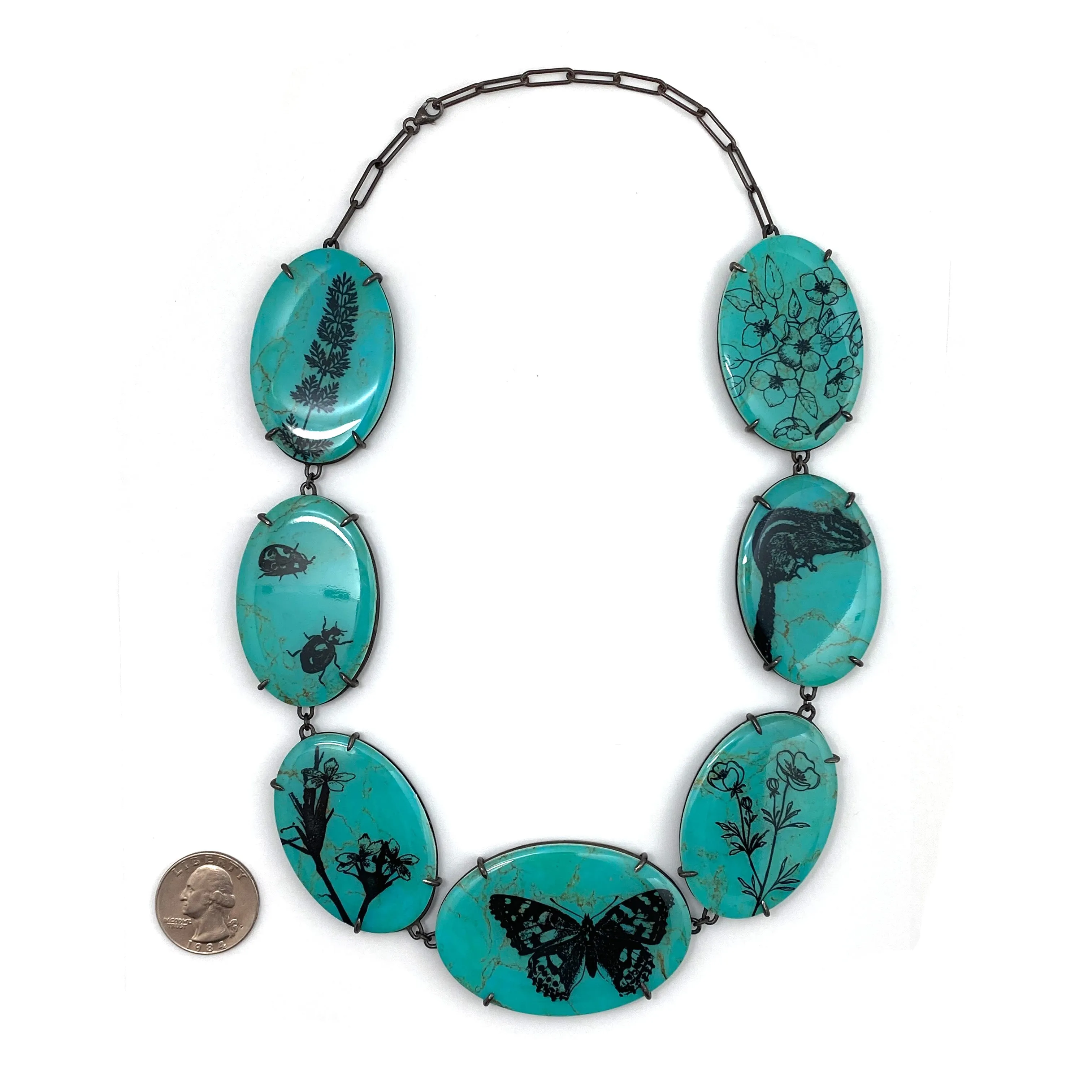 Turquoise and Onyx Reversible Necklace