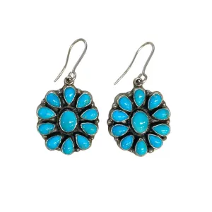 Turquoise Cluster Wire Hook Earrings