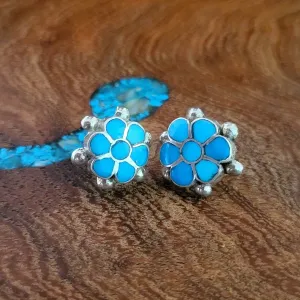 Turquoise Posy Earrings by Zuni Artist Benina Kallestewa GJ-ERN-0015