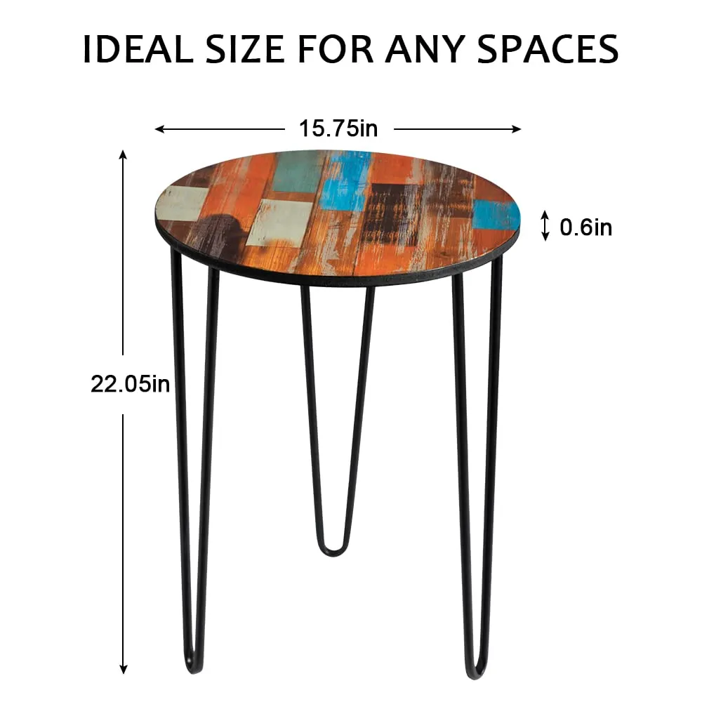 Unique Oil Painting Art Style Small Round End Table