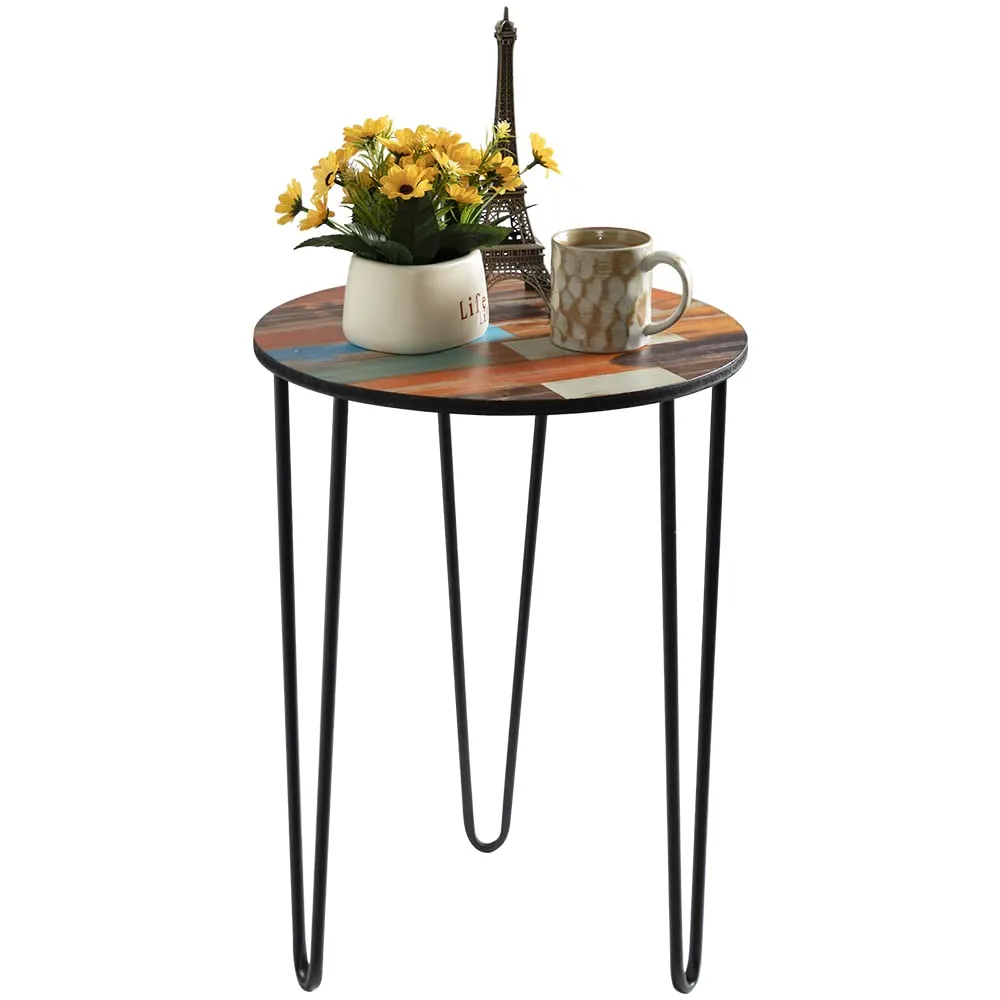 Unique Oil Painting Art Style Small Round End Table