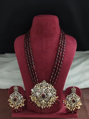 Victorian mala set with a Peacock pendant having Onyx beads