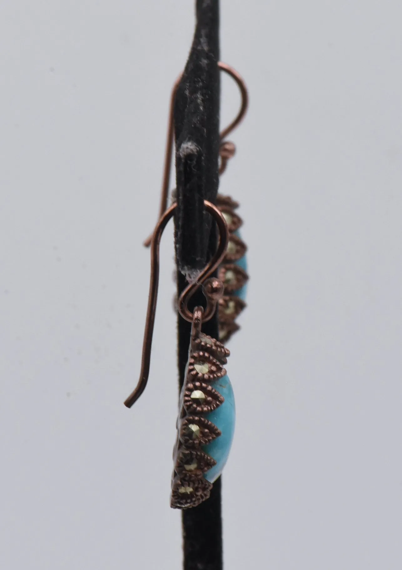 Vintage Copper and Turquoise Dangle Earrings