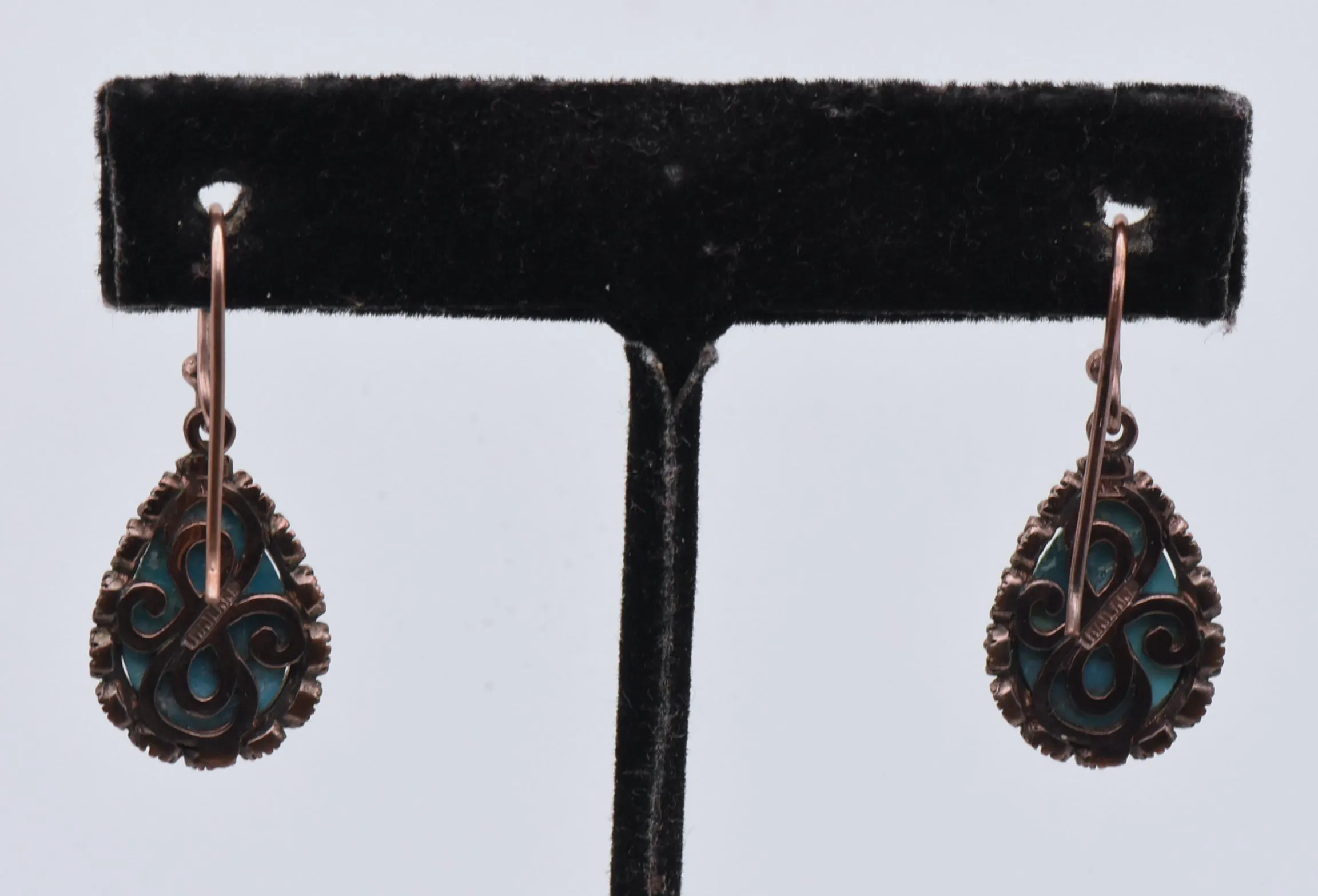 Vintage Copper and Turquoise Dangle Earrings