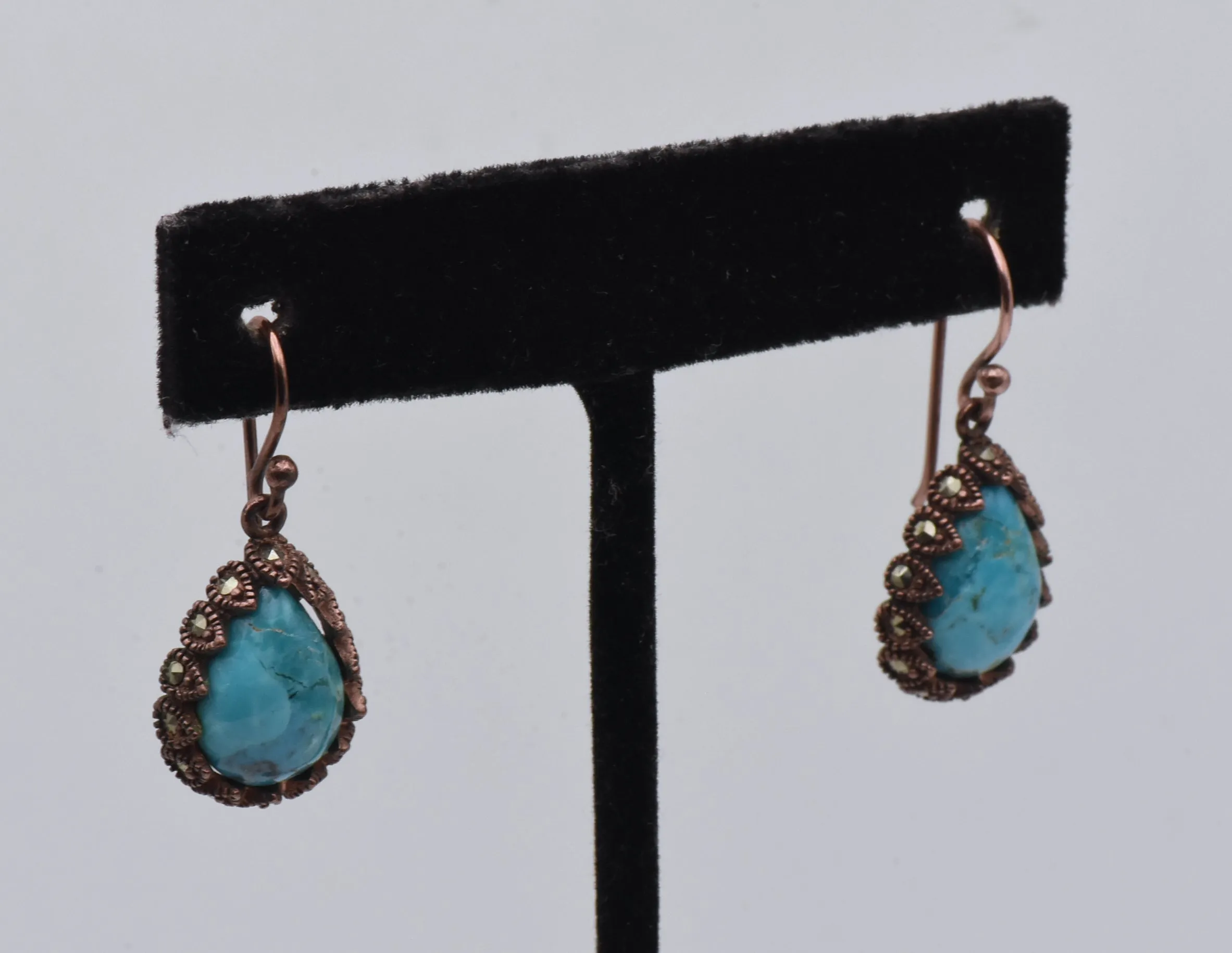 Vintage Copper and Turquoise Dangle Earrings