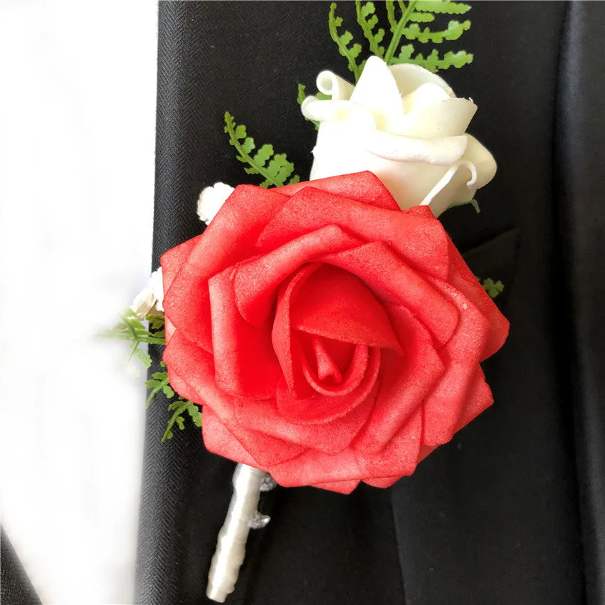 wedding corsages Coral Reef Boutonnieres Artificial Flower
